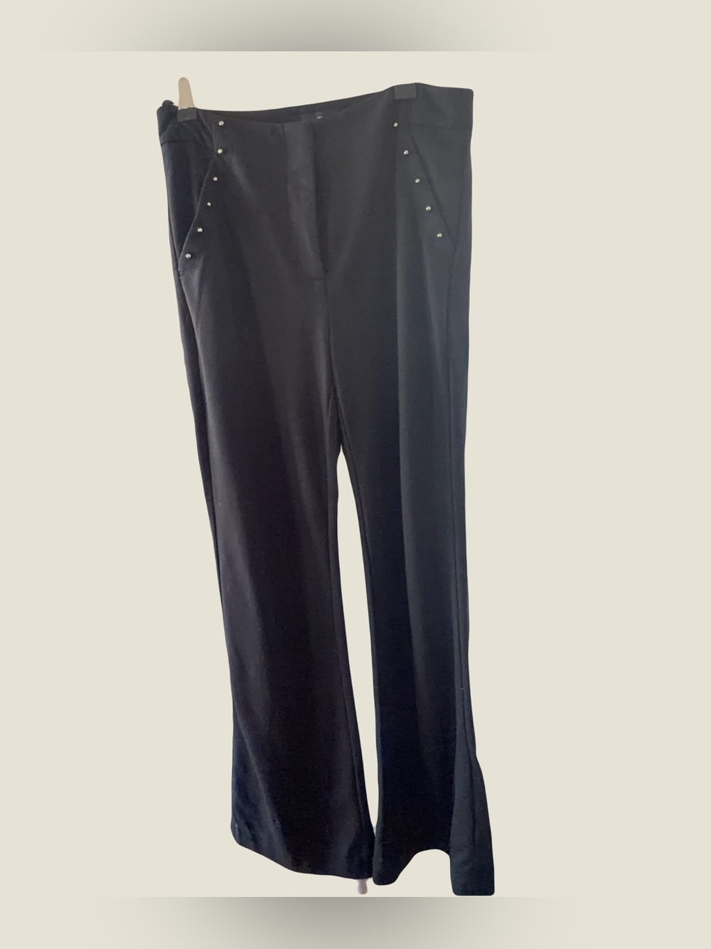 White House Black Market Black Wide-Leg Pants with Stud Accents